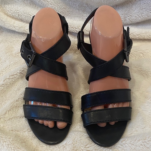 Coach Rapture Black Soft Leather Criss-Cross Strappy Slingback Heels Sz 9.5 EUC - Picture 2 of 9